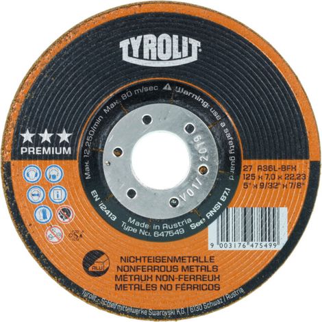 TYROLIT Disque d'ébarbage PREMIUM, ⌀ disque x largeur de disque : 115 x 7 mm, 560405 115X7