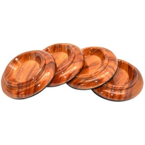 Lot de 4 coupelles en bois dur - Tampons de protection pour pieds de meuble Tasses pour roulettes de piano - Noir (1/4)