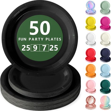 Vaisselle Jetable, 50 Pcs Noir Assiette Carton (1/5)