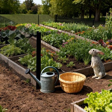 Grillage métallique souple – Maille 12 x 12 mm – 1 x 10 m – Revêtement plastifié noir – Pour jardin et élevage – Home Nature Wohnkonzept (1/5)