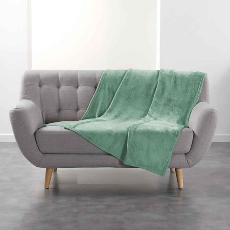 Plaid Uni en Flanelle "Flanou" 125x150cm Sauge (1/2)