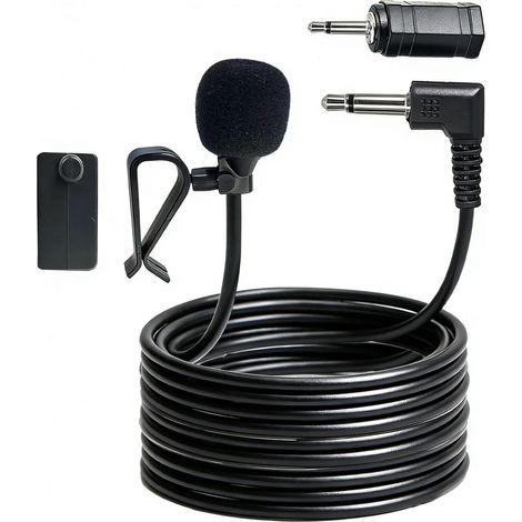 3.5mm External Car Microphone Compatible with Sony Pioneer Kenwood JVC Alpine, Replacement Microphone for Car Radio GPS DVD 3M Cable with Adapter 3.5mm to 2.5mm