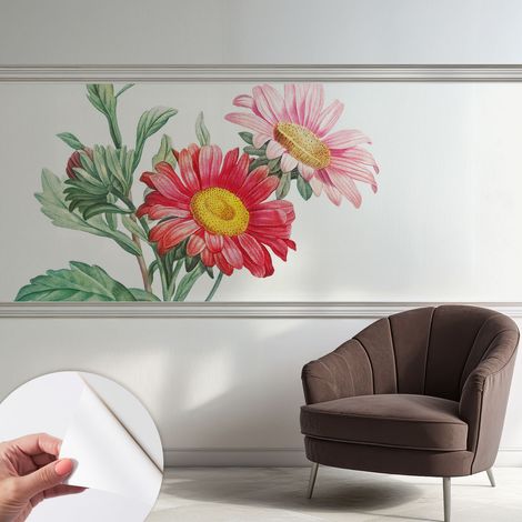 Papier peint autocollant adhésif avec motifs pour salon et chambre accessoire stylé pour votre intérieur Fleurs délicates 250x104 cm (1/5)