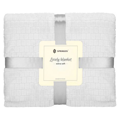 SPRINGOS Kuscheldecke 170 x 210 cm Wohndecke Tagesdecke Überwurf Textur Waffelmuster Plaid
