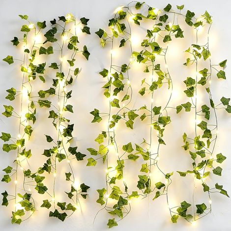 Guirlande Lumineuse 2m avec Feuilles de Lierre, Ivy Vine 20 LED, Décoration Murale Intérieure pour Chambre, Mariage, Fête, Noël, Plante Artificielle Lumineuse, Guirlande Décorative à Piles (1/5)
