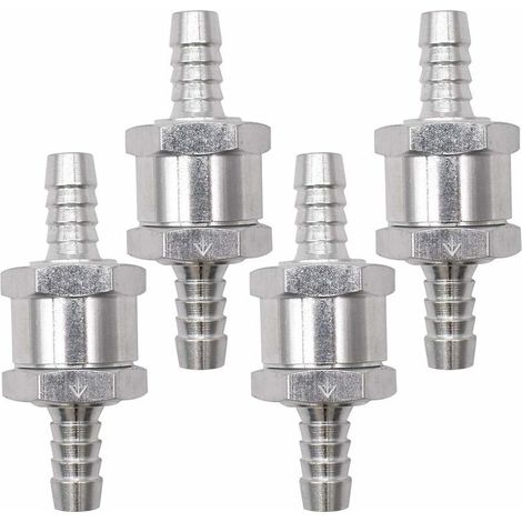 DEESSE SHOP - Clapet anti-retour en aluminium, clapet anti-retour argenté 4 pièces avec clapet anti-retour en alliage d'aluminium pour carburateur basse pression (8 mm) (1/5)