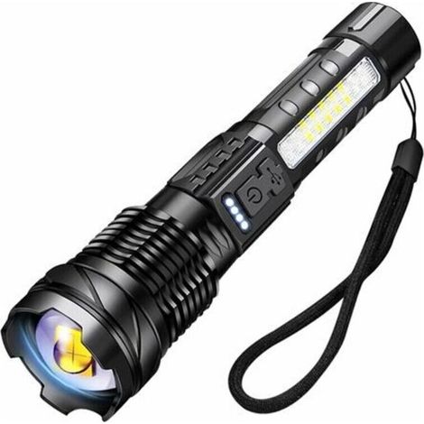 A76 Lampe Torche LED Ultra Puissante 20000 Lmens Lampe de Poche USB Rechargeable 7 Modes Lampe Torche Tactique avec Clip pour Camping Randonnée Urgence [Classe énergétique A] (1/4)