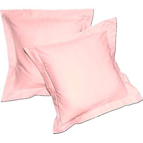 Lot de 2 taies d'oreiller à bordure brodée, 60 cm x 70 cm, motif impérial, rose poudré/or, 100 % coton (1/5)
