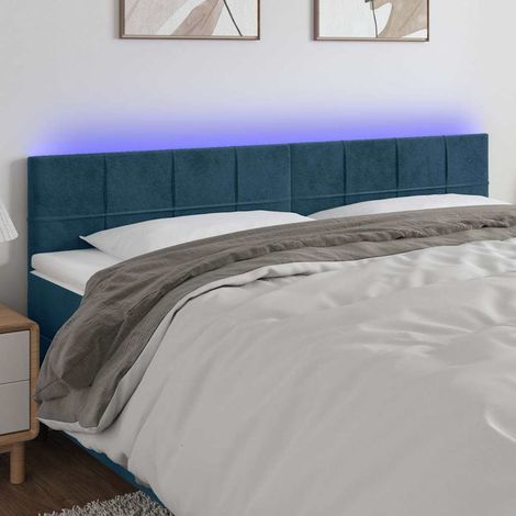vidaXL Tête de lit à LED Bleu foncé 160x5x78/88 cm Velours (1/5)