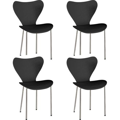 Lot de 4 chaises de salle à manger en plastique pour la maison et le bureau Noir (1/5)