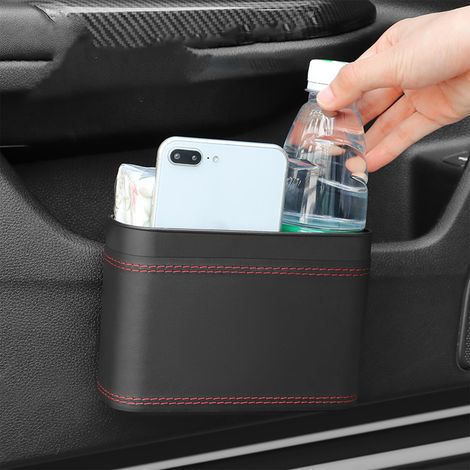 Poubelle de voiture avec couvercle - Poubelle de voiture Petite poubelle pour voiture Poubelle pliable et portable Fixation par crochet robuste, poubelle compacte pour une voiture propre (1/4)