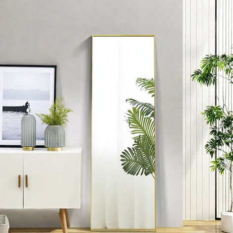 Specchio da terra 150x40 cm - specchio a figura intera da appendere o da parete con cornice in alluminio per soggiorno - camera da letto o bagno - Nero