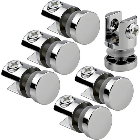 Sollbry 6 Pièces Support Etagere Verre Réglable Pince a Verre Pince Support en Alliage de Zinc Pinces pour Étagère pour Panneau de 10-12mm Plaques Acryliques (1/5)