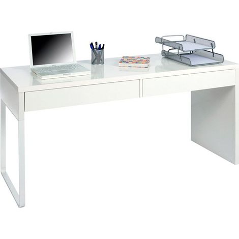 Mesa de ordenador Touch en color blanco artik (mate) con dos cajones (1/10)