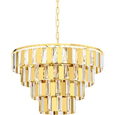 Lampadario A Sospensione Moderno Erseka Acciaio Ottone Cristallo 7 Luci E14 (1/3)
