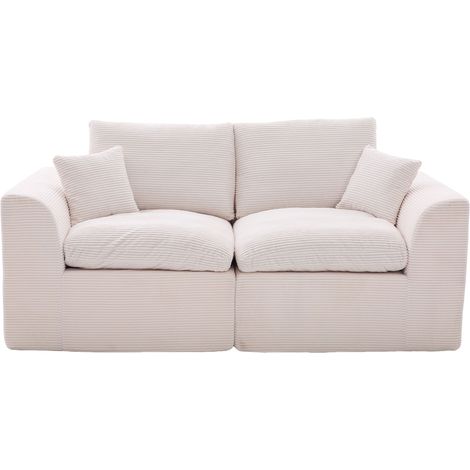 Modernes minimalistisches Stoffsofa Zweisitzer-Wohnzimmersofa Weicher und bequemer Sessel Komplett mit Kissen Freizeitsofa im nordischen Stil Wohnzimmer, Schlafzimmer