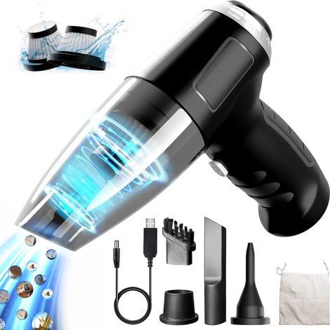 Aspirateur à main, sans Fil avec Batterie, , 7000Pa 120W Aspirateur Voiture Puissant, Portable USB, noir (1/5)