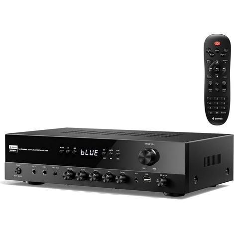 Récepteur Stéréo, Amplificateur Audio 5.1 Canaux avec Bluetooth 5.3, entrées Optique/Coaxiale, USB, FM, 2 Entrées Micro, écho, RCA, Le Karaoké et Les Enceintes Home Cinéma, MAMP4 (1/5)