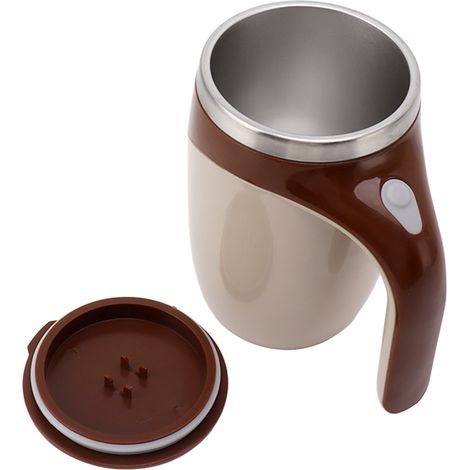 Tasse auto-mélangeuse 380 ml, mélange magnétique automatique, anti-éclaboussures, alimentée par piles, couleur café (1/5)