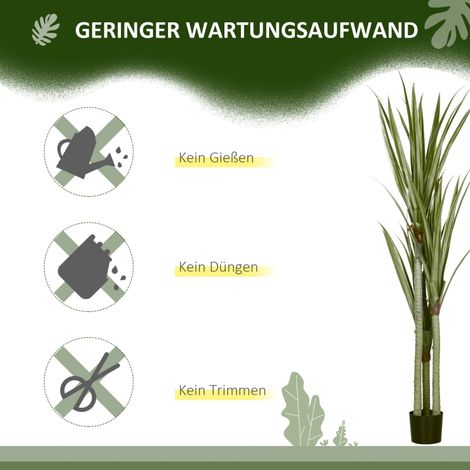 Yucca artificielle grande 190cm, plante en plastique réaliste en pot, 17 x 17 x 190 cm vert émeraude, décoration intérieure extérieure, sans entretien (1/5)