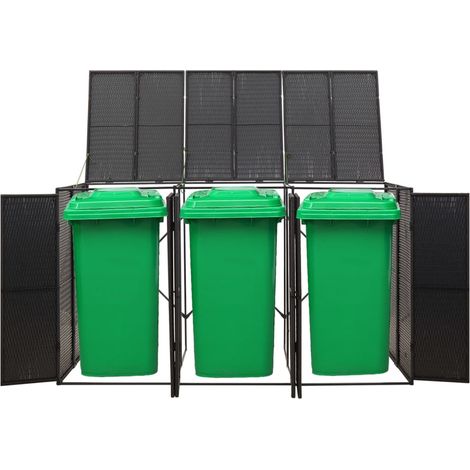 Maison Exclusive - Mülltonnenbox für 3 Tonnen Schwarz 207x80x117