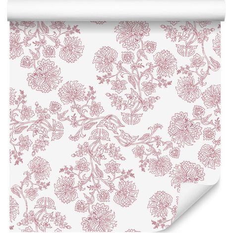 Papier peint fleuri blanc en haut et en bas pour salon et chambre, 50 x 1000 cm (1/5)