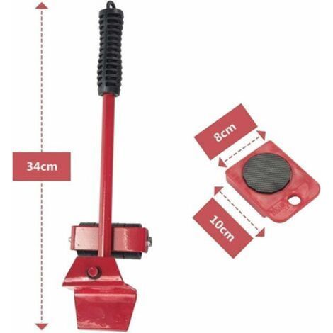 Outil Mobile de Transport de Meubles Lourds 5 en 1, pour Soulever et Déplacer Un élévateur de Meubles, Pour armoires lourdes/ Réfrigérateurs /Pianos etc. Maximum Load 150kg.(Rouge)