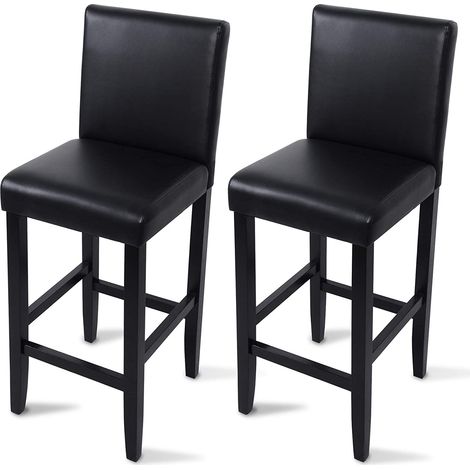 Woltu – Tabourets de bar lot de 2 – Hauteur d'assise 75cm – Pieds en bois massif – Dossier en cuir synthétique – Dimensions 41 x 43 x 110cm (1/4)