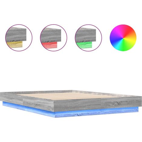 Lit double - lit simple - Cadre de lit avec LED sonoma gris 120x200 cm fr5290 - Maison La Vie (1/5)