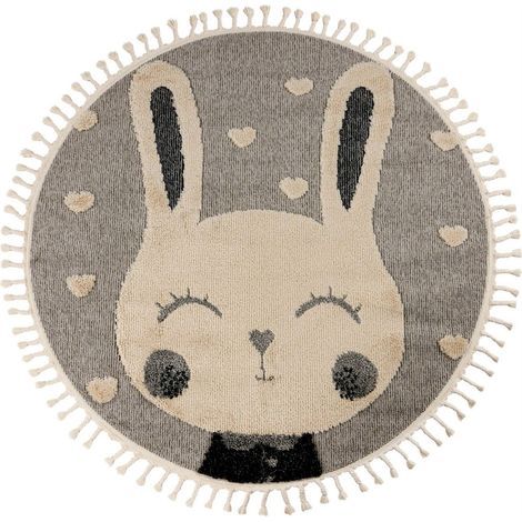 Tapis rond enfant lapin gris doux effet 3d cut loop - 230 x 160 cm (1/5)