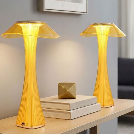 2x Tischleuchte Tischlampe Wohnzimmerlampe Touchdimmer Gold Acryl D 15,1 cm (1/5)
