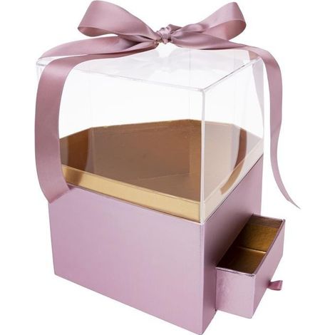 Caja de flores Roseta rosa diamante