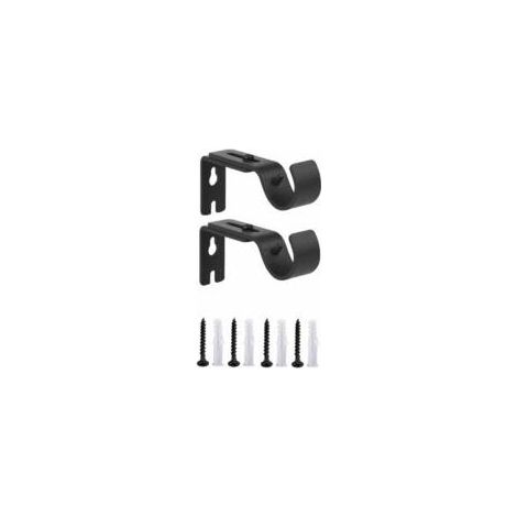 Lot de 2 supports muraux réglables pour tringle à rideaux en métal robuste, longueur réglable de 3 à 12 cm, noir Crezuo (1/4)