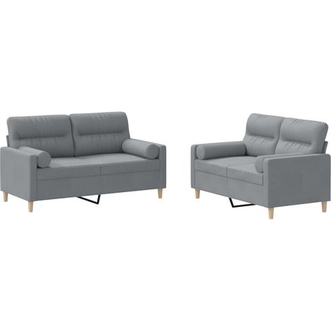 Maison Exclusive - Ensemble de canapés 2 pcs coussins gris clair tissu (1/5)