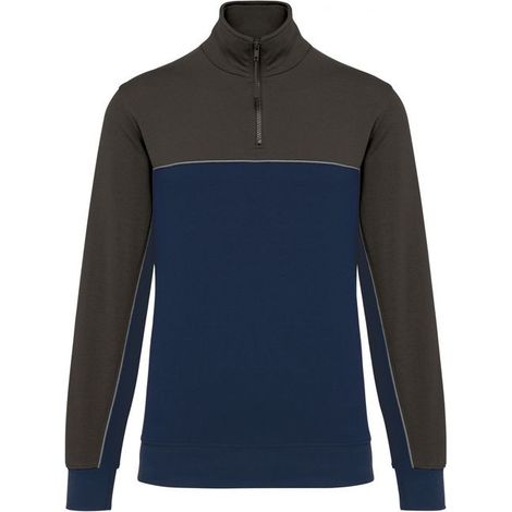 Sweat-shirt écoresponsable à col zippé WK. Designed To Work Marine / Gris 4XL. (1/3)
