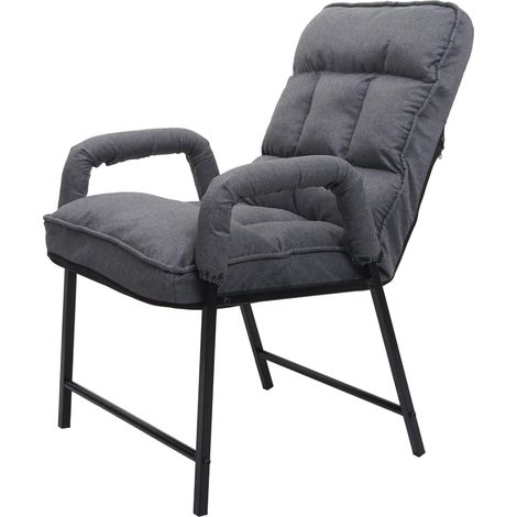 Esszimmerstuhl HHG-127, Stuhl Polsterstuhl, 160kg belastbar Rückenlehne verstellbar Metall Stoff/Textil dunkelgrau