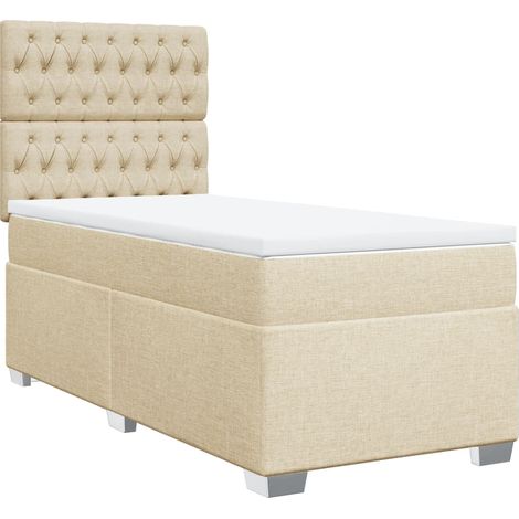 Maison Exclusive - Sommier à lattes de lit et matelas Crème 90x190 cm Tissu (1/5)