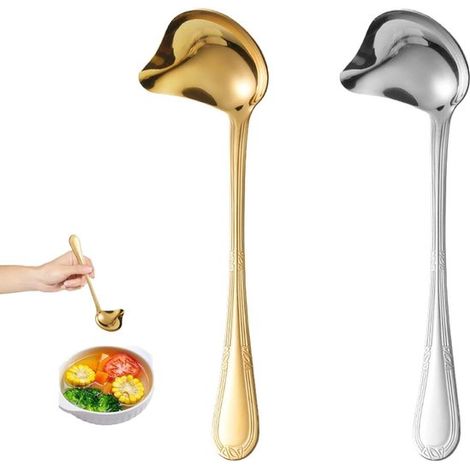 Set mit 2 Saucenlöffeln aus Edelstahl 22 cm Ergonomischer Griff Glänzendes Design für modernes Kochen Küchenaccessoires für den täglichen (1/5)