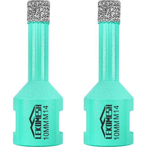Forets Diamant Carrelage 2pc-10MM - Trépan Diamant Pour porcelaine Céramique Tuiles Marbre Granit Pierre Quartz Brasage Sous Vide Forets diamantés Filetage M14 pour Meuleuse D'angle (1/5)
