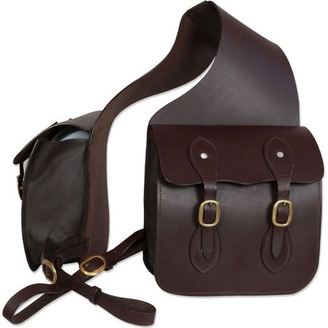 Full, Braun: Glattes Fettleder Satteltasche Utah Modell mit Doppeltasche (1/2)