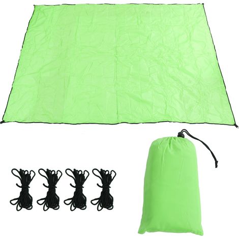 Auvent toile acier inoxydable 2x3m rectangulaire avec quatre cordes pour jardin pelouse prairie vert (1/5)