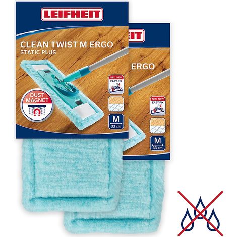 Leifheit 2er Set Wischbezug Clean Twist M Ergo static plus, für alle Bodenarten (1/5)