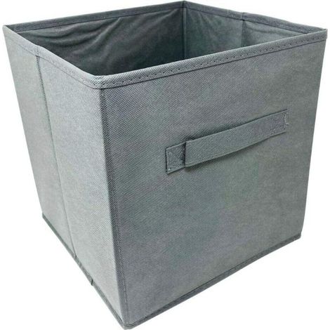 Boîte de rangement pliable en tissu gris, 27 cm de large x 27 cm de long x 28 cm de haut, sans couvercle, type tiroir, 1 pièce (1/5)