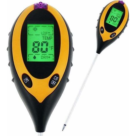 4 in 1 Digital Indoor Outdoor Soil Survey Instrument Measuring pH Acidity Sunlight Humidity Temperature Tester for Garden Farm Lawn Flower Plant (1/4)