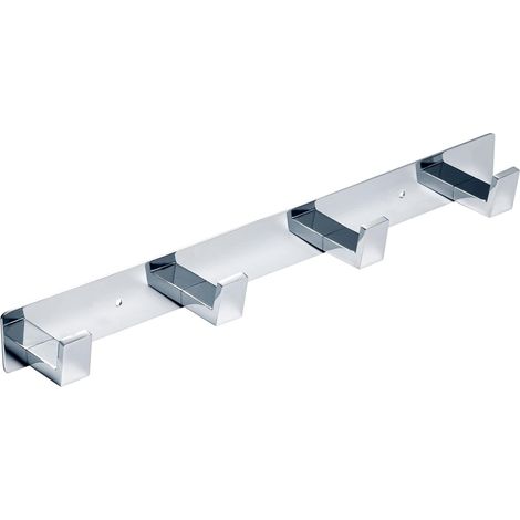 Perchero de pared con 4 ganchos en cromo y acero inoxidable, para abrigos, bufandas o bolsos, para baño o recibidor. (1/5)