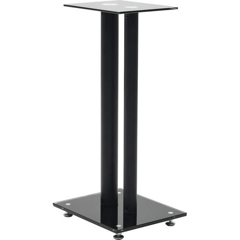 vidaXL Soportes altavoz vidrio templado diseño 2 pilares negro 2 uds (1/2)