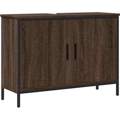 Armoire lavabo de salle de bain chêne marron 80x30x60 cm