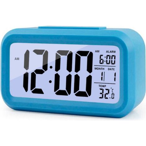 réveil numérique Réveil électronique Led, numérique, pour la maison, le bureau, la cuisine, horloge de piscine gazon Bleu (1/2)