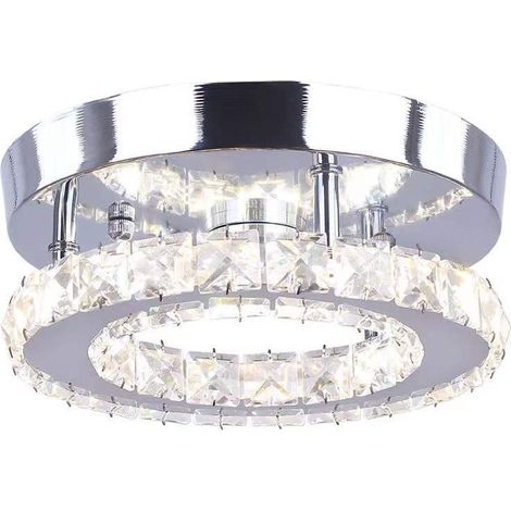 Mini lámpara de araña de cristal regulable, moderna lámpara de techo empotrada, lámpara de araña de cristal LED redonda, lámpara de pasillo, dormitorio, baño, cocina, oficina (1/5)