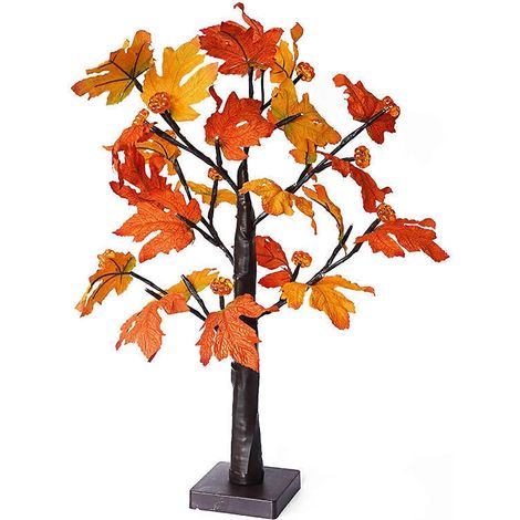 Wasserdichter LED-Lichterbaum in Ahornblattform, 60 cm hoch, warmweißes Licht, Innendekoration mit Timer, abnehmbarer Sockel